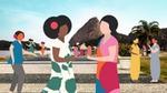Illustration of people socializing outdoors