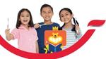 Children smiling while brushing teeth in a Signal toothpaste campaign