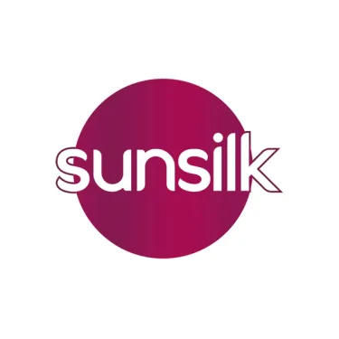 A pink circle with a white Sunsilk in the middle. The word Sunsilk is in white and looks visible against the pink background 
